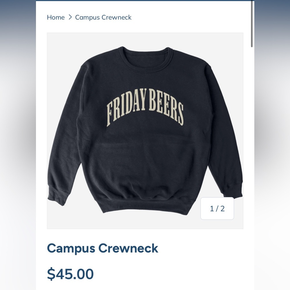 Friday Beers Navy Crewneck